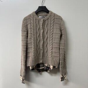 Acne Studios Cable Knit & Flannel Cardigan - Size M